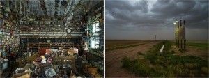 Links: Andrew Moore - Dirt Meridian - Approaching Dust Storm. Courtesy of Galerie Alex Daniëls Reflex Amsterdam and Andrew Moore Rechts: Andrew Moore - Dirt Meridian - Simple Simon School House. Courtesy of Galerie Alex Daniëls Reflex Amsterdam and Andrew Moore 