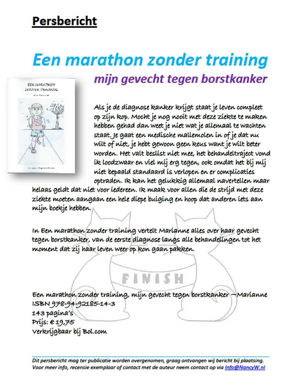 Persbericht Een marathon zonder training -  Marian van Tussenbroek